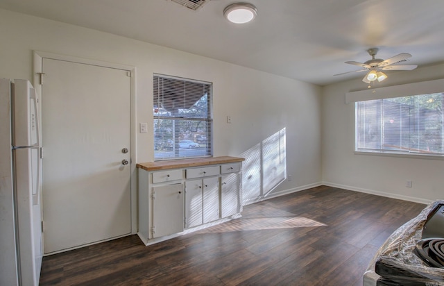 entrance foyer with dark hardwood / wood-style floors and ceiling fan