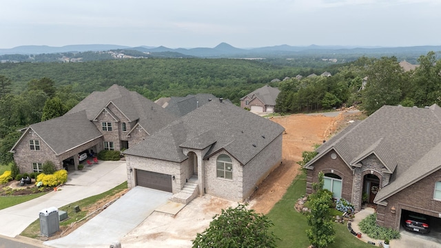 aerial view with a mountain view