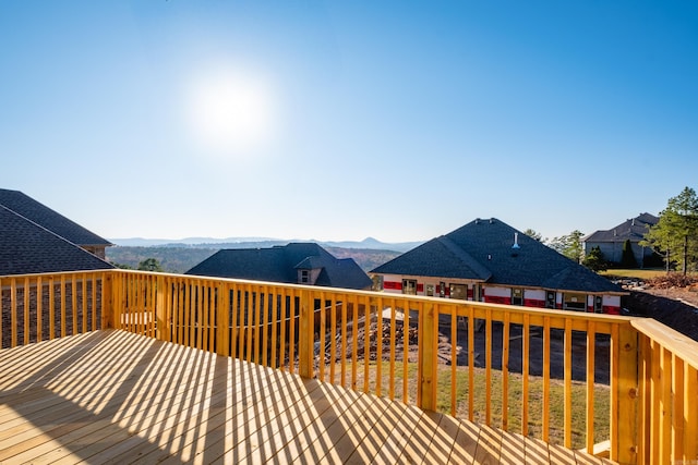 deck featuring a mountain view