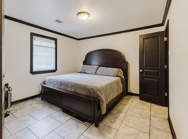 bedroom featuring ornamental molding