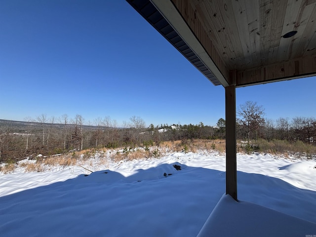 view of yard covered in snow