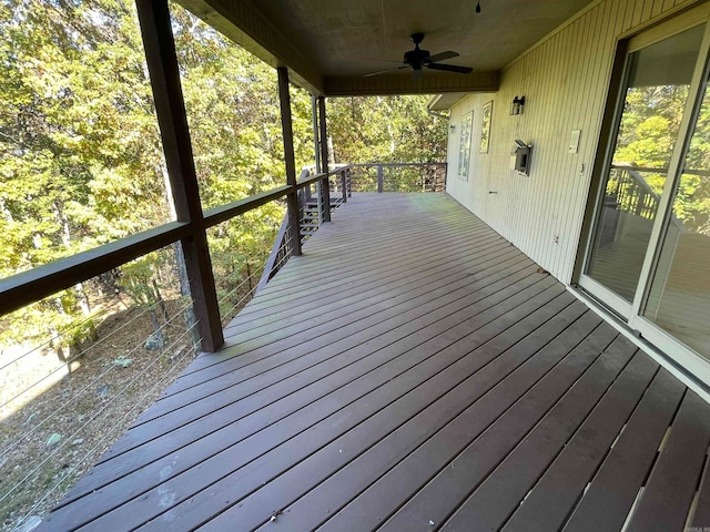 wooden terrace with ceiling fan