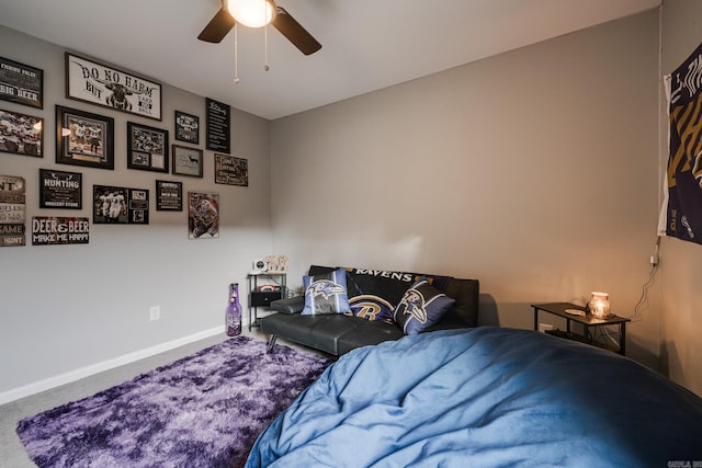 interior space featuring ceiling fan