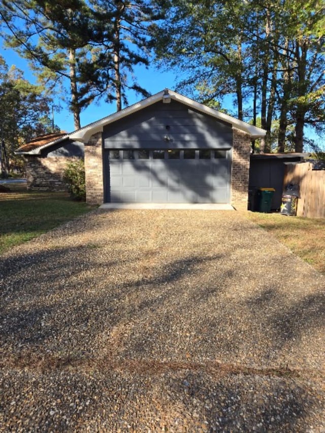 exterior space with a garage