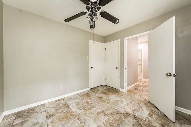 unfurnished bedroom with ceiling fan