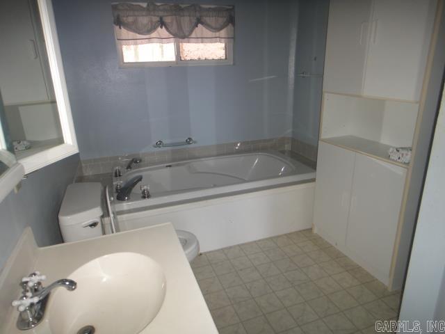 85 Bluff View Dr, Quitman, AR 72131 - bathroom featuring a sink, toilet, and a tub