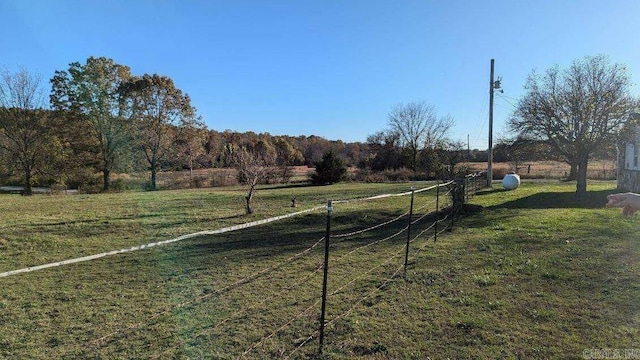 view of yard with a rural view