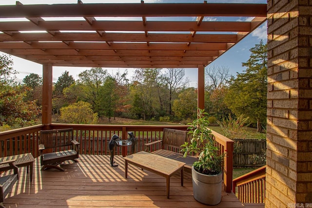 deck featuring a pergola