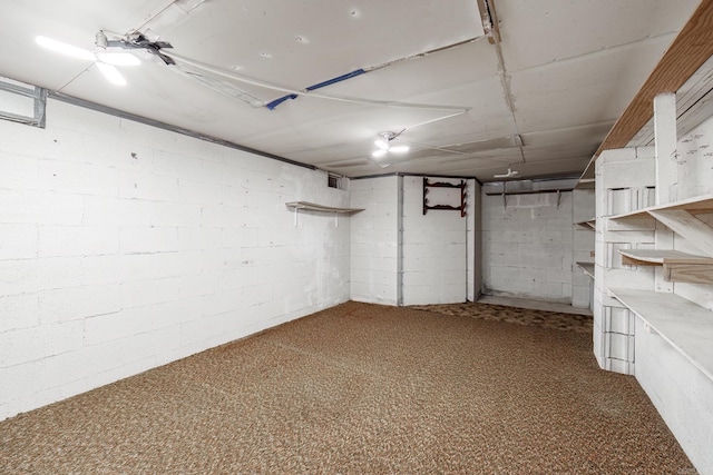 basement with carpet