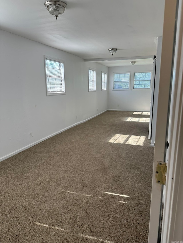 carpeted spare room featuring plenty of natural light