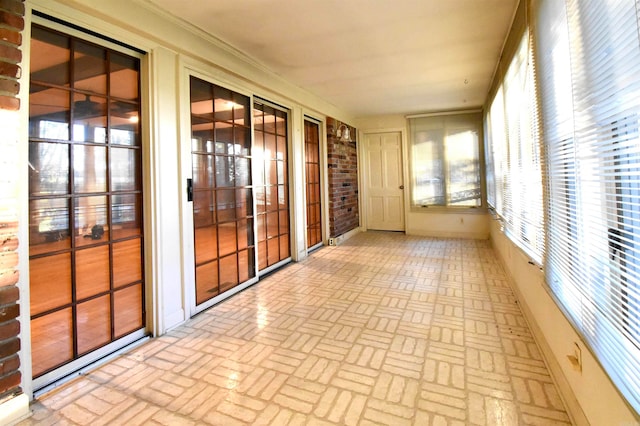 view of unfurnished sunroom