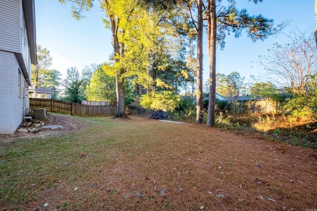 view of yard featuring central AC