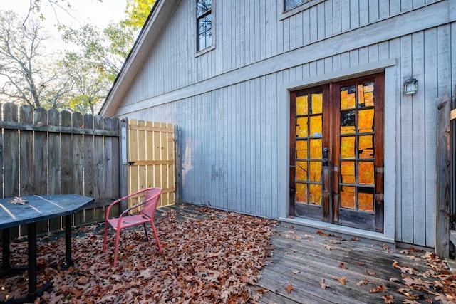 wooden terrace with french doors