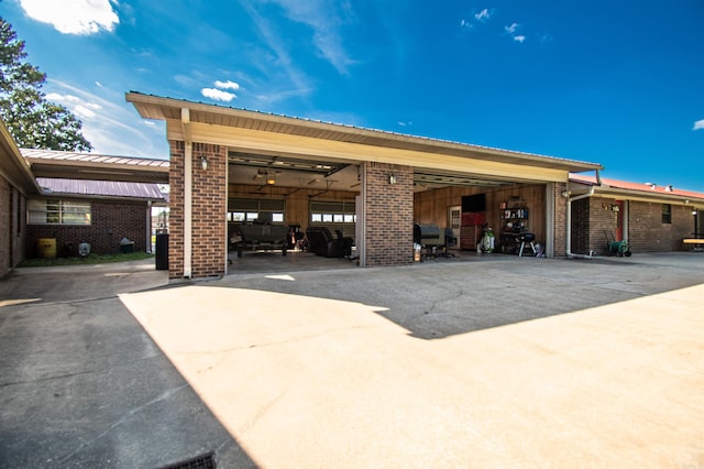 exterior space with a garage