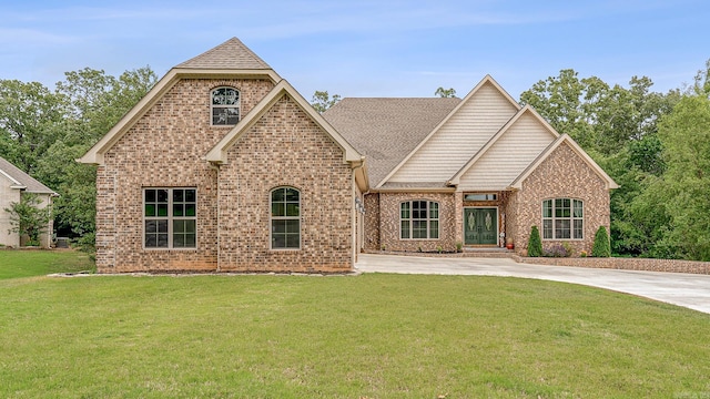 view of front of home with a front yard