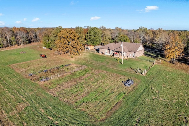 drone / aerial view with a rural view