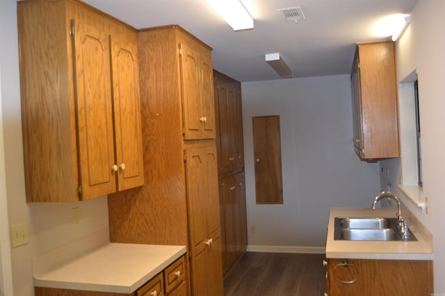 kitchen with dark wood-type flooring and sink