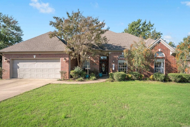 view of front of home with a garage and a front yard