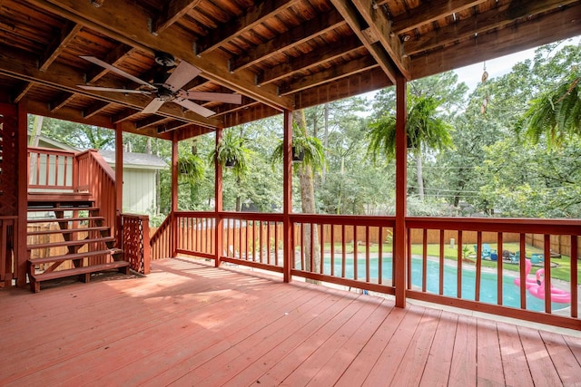 deck featuring ceiling fan