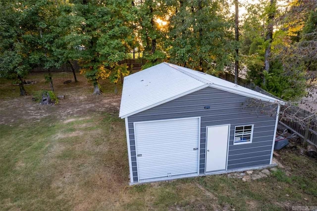 view of outdoor structure with a garage