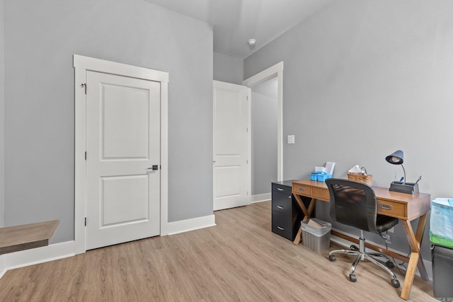 office space featuring light hardwood / wood-style flooring