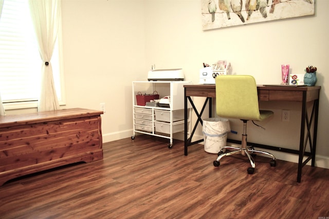 office space featuring dark hardwood / wood-style floors