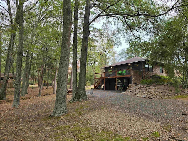 view of yard featuring a deck