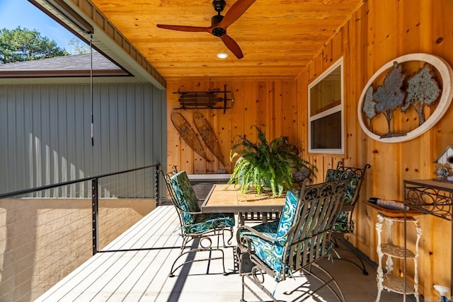 deck featuring ceiling fan