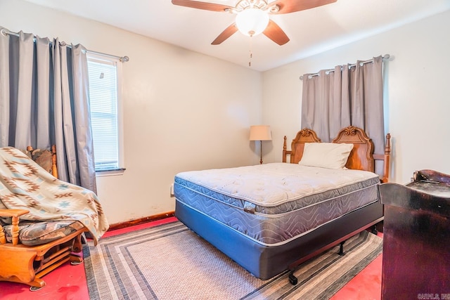 bedroom with carpet flooring and ceiling fan