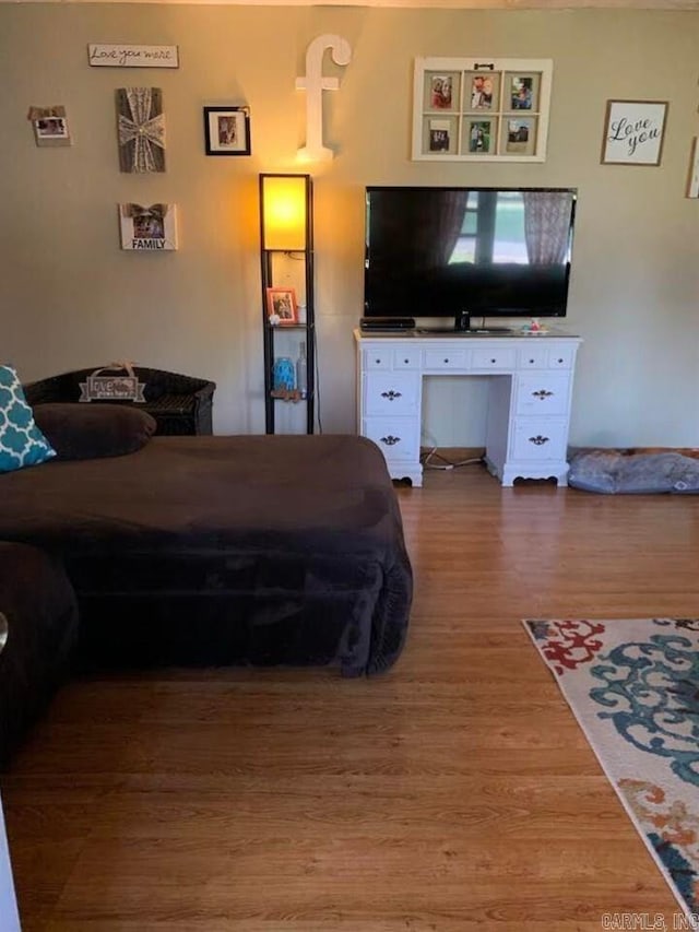 bedroom with hardwood / wood-style flooring