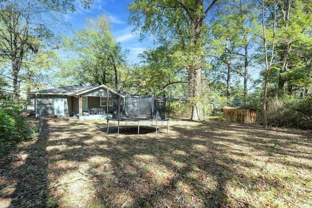 view of yard with a patio area and a trampoline