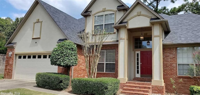 view of front of house with a garage