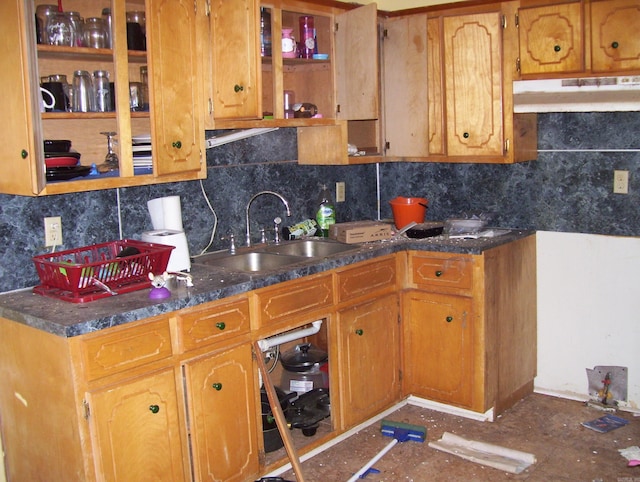 kitchen with decorative backsplash and sink