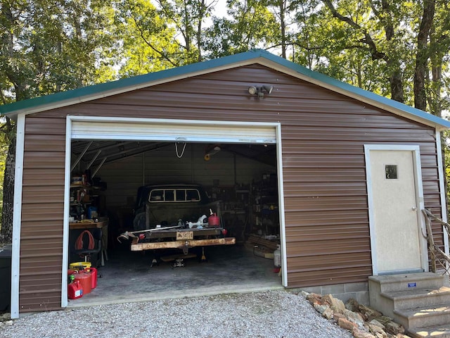 view of garage