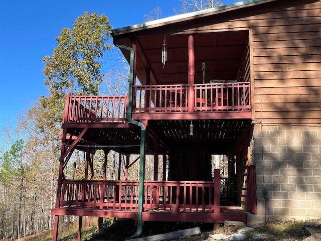 exterior space featuring a wooden deck