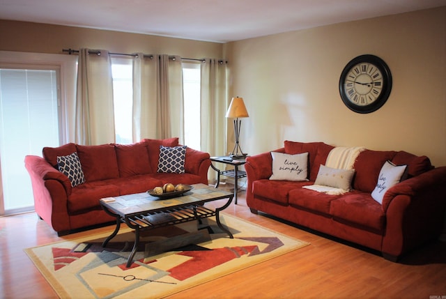 living room featuring light hardwood / wood-style floors