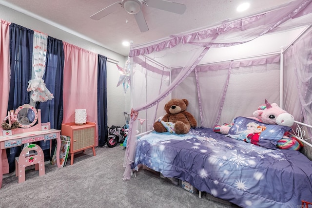 bedroom with carpet and ceiling fan