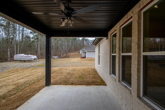 view of patio with ceiling fan