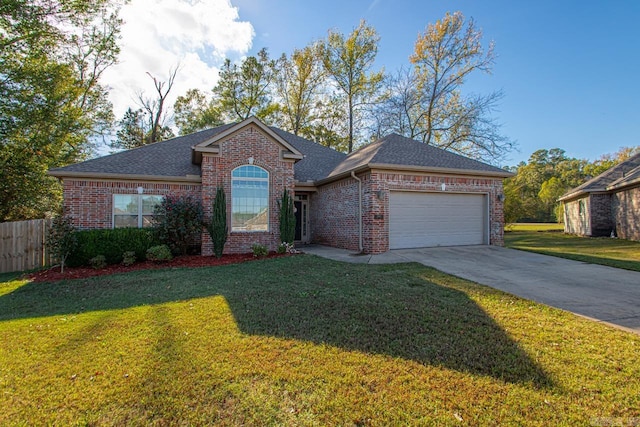 view of front of house featuring a garage and a front yard