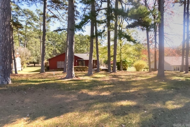 view of yard with an outbuilding