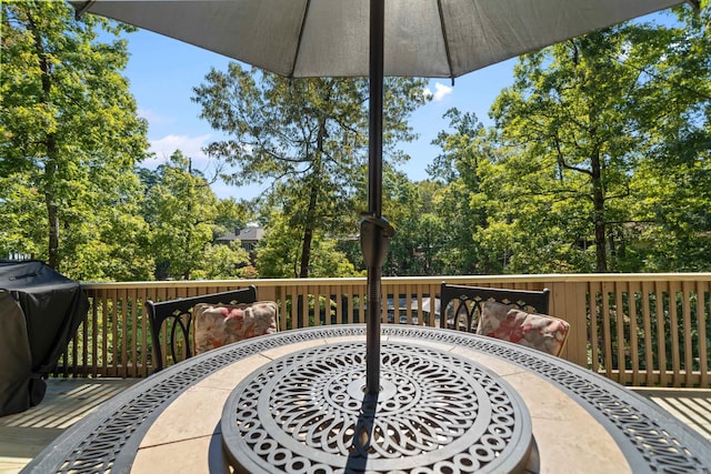 deck featuring grilling area