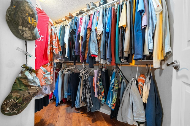 walk in closet featuring wood-type flooring