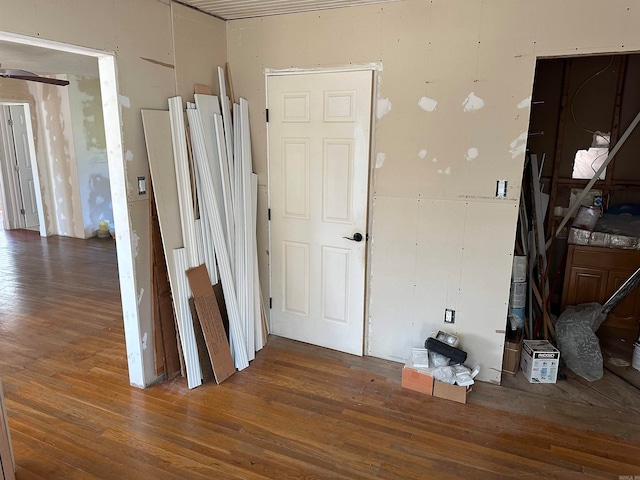 interior space with dark wood-type flooring