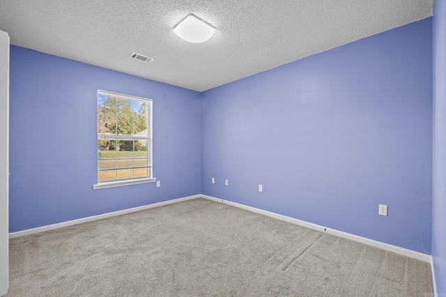 spare room featuring carpet flooring and a textured ceiling