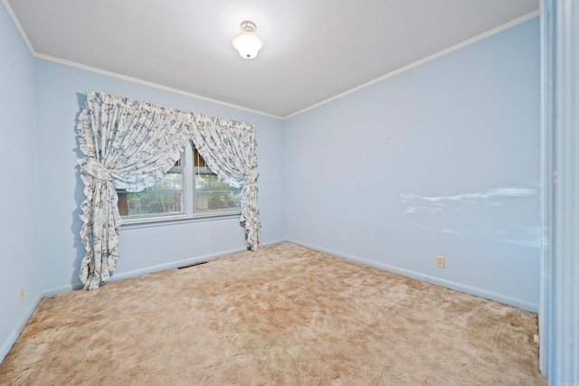 carpeted empty room with crown molding