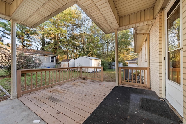 deck featuring a storage unit