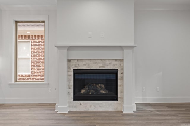 details featuring crown molding and hardwood / wood-style flooring