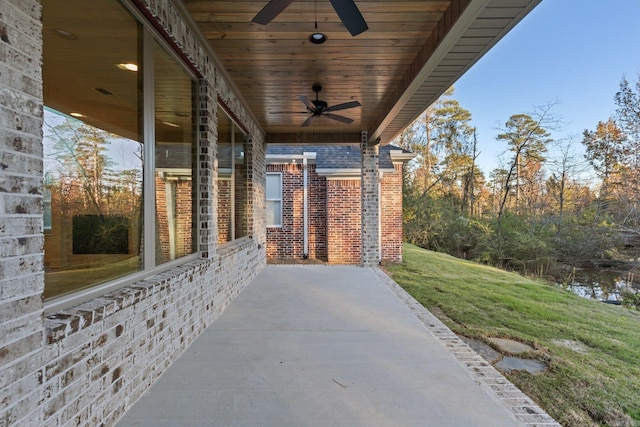 view of patio / terrace featuring ceiling fan