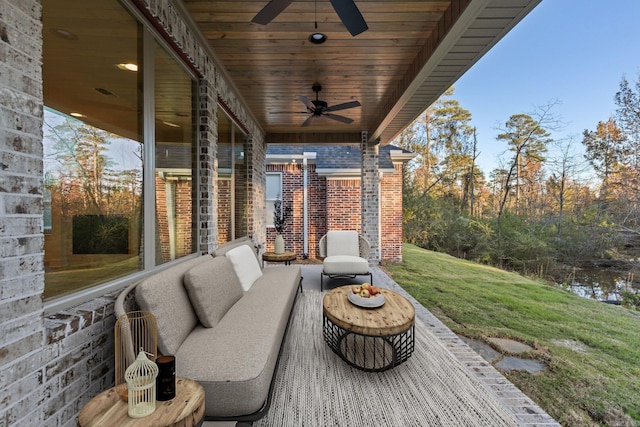 view of patio / terrace featuring outdoor lounge area and ceiling fan