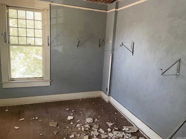 bathroom with hardwood / wood-style floors